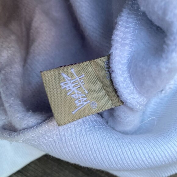 Vintage Stussy Plaid Hoodie Sweatshirt Medium Monogram White - Picture 11 of 12